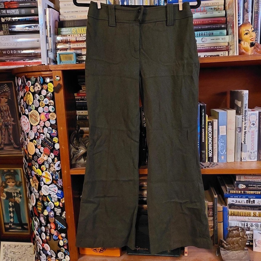 Vintage 70s Bobbie Brooks Bell Bottom Pants Olive Green High Rise Flare USA Made